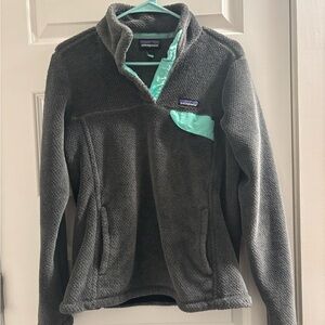 Patagonia Charcoal Fleece Jacket with Aqua Trim